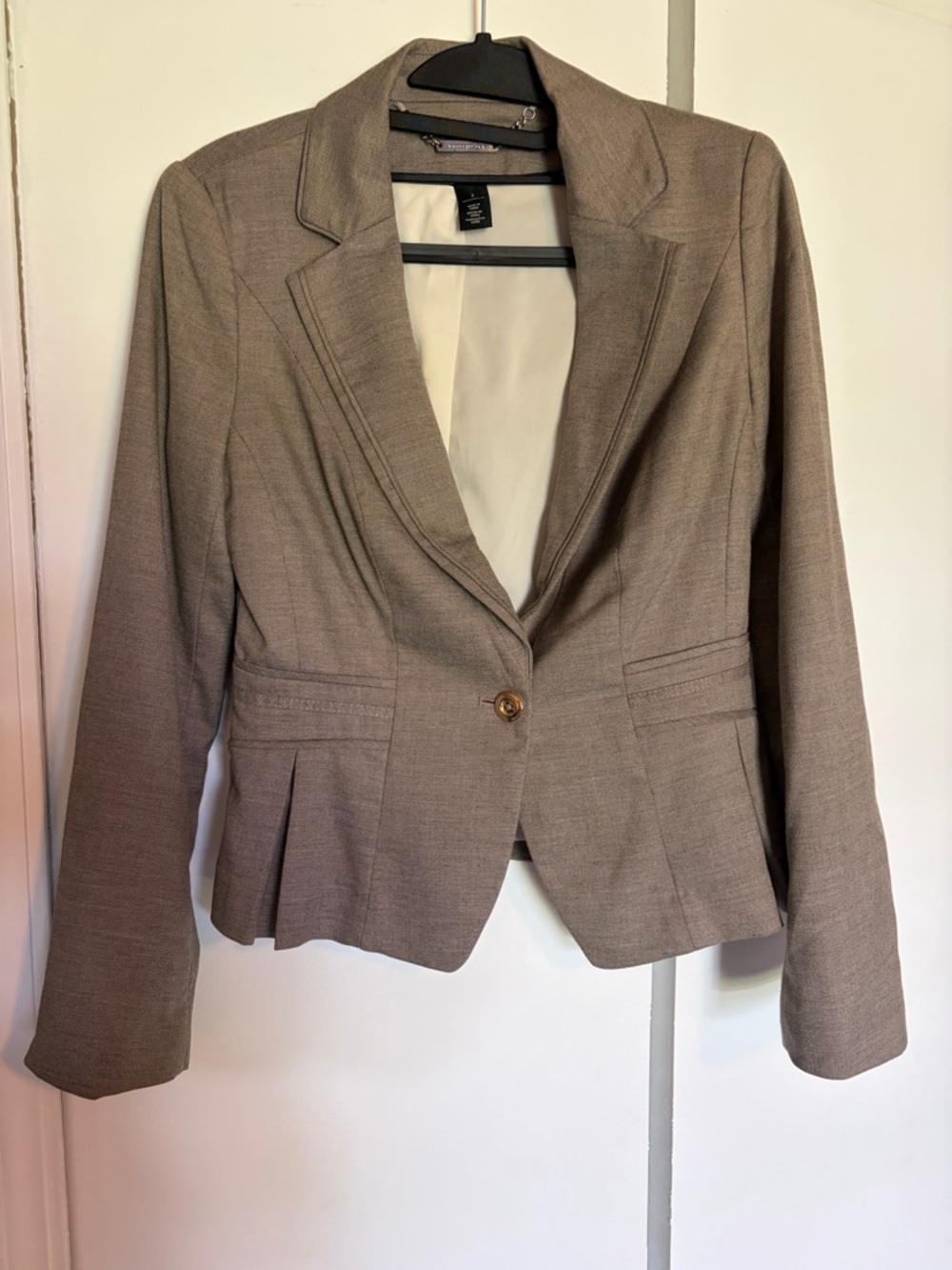 White House- Black Market  Taupe Single-Button Tailored Blazer